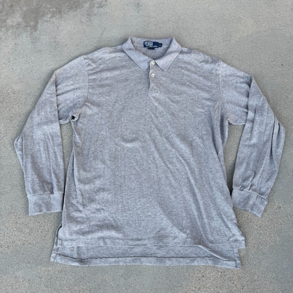 Polo Ralph Lauren Grey Long Sleeve Polo Shirt Size XL‎